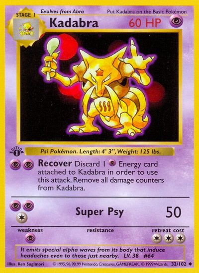 Kadabra, Base #32, Pokémon TCG card