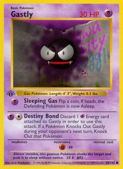 Gastly, Base #50, Pokémon TCG card