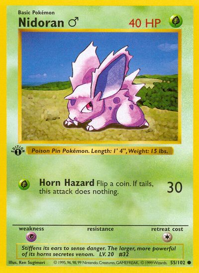 Nidoran ♂, Base #55, Pokémon TCG card