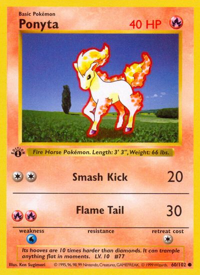 Ponyta, Base #60, Pokémon TCG card
