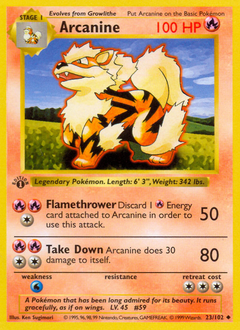 Arcanine, Base #23, Pokémon TCG card