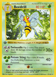 Beedrill, Base #17, Pokémon TCG card
