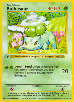 Bulbasaur, Base #44, Pokémon TCG card