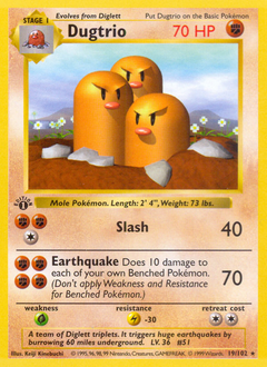 Dugtrio, Base #19, Pokémon TCG card