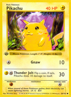 Pikachu, Base #58, Pokémon TCG card