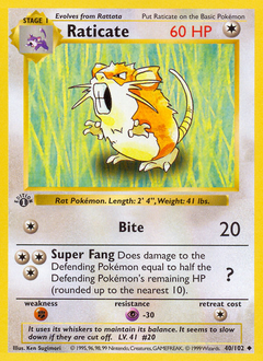 Raticate, Base #40, Pokémon TCG card