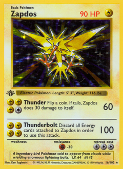 Zapdos, Base #16, Pokémon TCG card