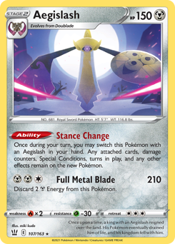 Aegislash, Battle Styles #107, Pokémon TCG card