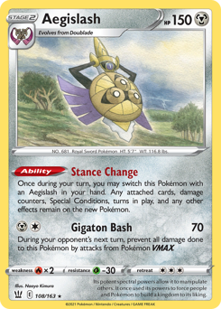 Aegislash, Battle Styles #108, Pokémon TCG card