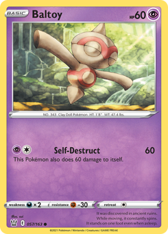 Baltoy, Battle Styles #57, Pokémon TCG card