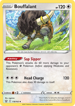 Bouffalant, Battle Styles #118, Pokémon TCG card