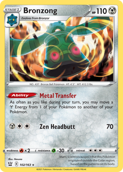 Bronzong, Battle Styles #102, Pokémon TCG card