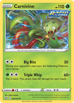 Carnivine, Battle Styles #9, Pokémon TCG card