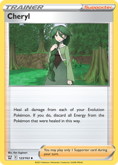 Cheryl, Battle Styles #123, Pokémon TCG card