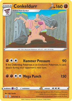 Conkeldurr, Battle Styles #75, Pokémon TCG card