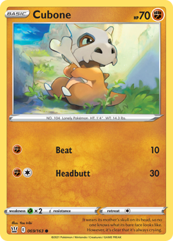 Cubone, Battle Styles #69, Pokémon TCG card