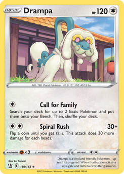 Drampa, Battle Styles #119, Pokémon TCG card