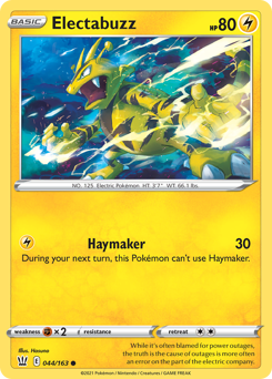 Electabuzz, Battle Styles #44, Pokémon TCG card