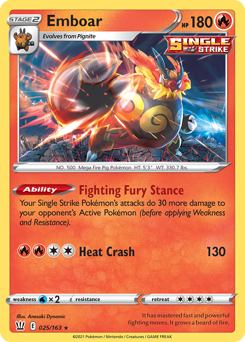 Emboar, Battle Styles #25, Pokémon TCG card