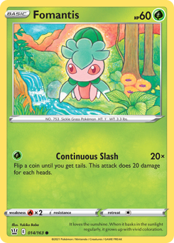 Fomantis, Battle Styles #14, Pokémon TCG card
