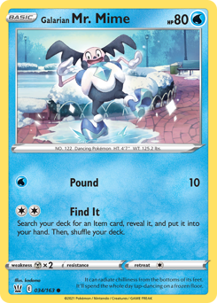 Galarian Mr. Mime, Battle Styles #34, Pokémon TCG card