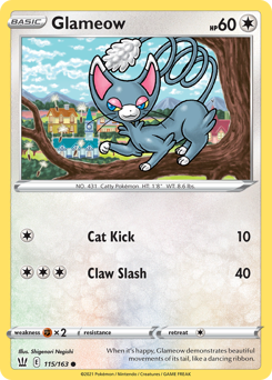 Glameow, Battle Styles #115, Pokémon TCG card