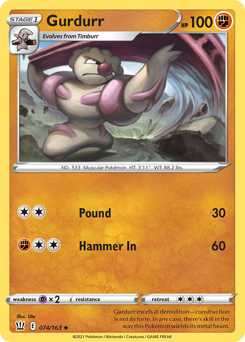 Gurdurr, Battle Styles #74, Pokémon TCG card