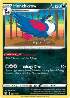 Honchkrow, Battle Styles #94, Pokémon TCG card