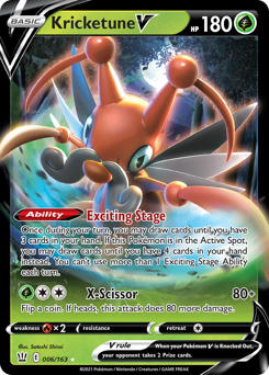 Kricketune V, Battle Styles #6, Pokémon TCG card