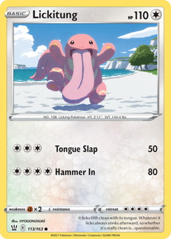 Lickitung, Battle Styles #113, Pokémon TCG card