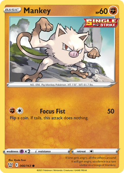 Mankey, Battle Styles #66, Pokémon TCG card