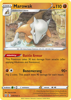 Marowak, Battle Styles #70, Pokémon TCG card