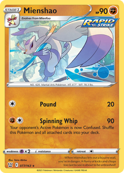 Mienshao, Battle Styles #77, Pokémon TCG card