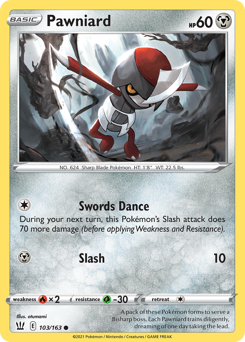 Pawniard, Battle Styles #103, Pokémon TCG card