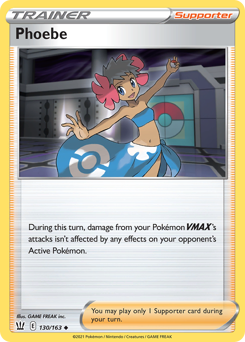 Phoebe, Battle Styles #130, Pokémon TCG card