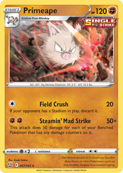 Primeape, Battle Styles #67, Pokémon TCG card