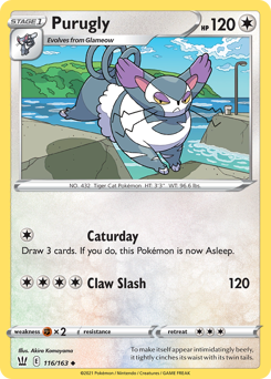 Purugly, Battle Styles #116, Pokémon TCG card