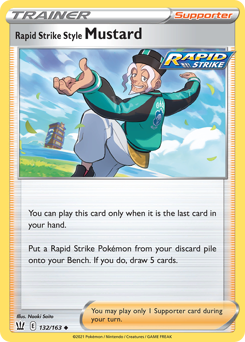 Rapid Strike Style Mustard, Battle Styles #132, Pokémon TCG card