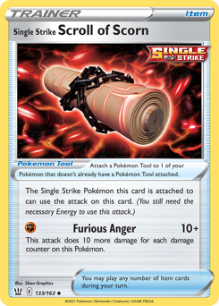 Single Strike Scroll of Scorn, Battle Styles #133, Pokémon TCG card