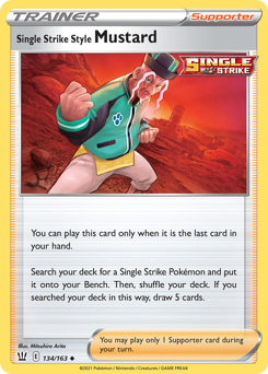 Single Strike Style Mustard, Battle Styles #134, Pokémon TCG card
