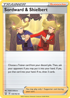 Sordward & Shielbert, Battle Styles #135, Pokémon TCG card