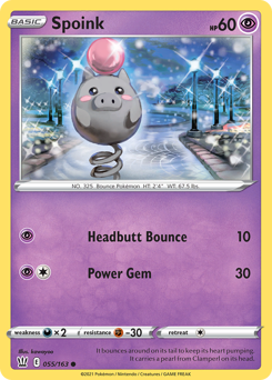 Spoink, Battle Styles #55, Pokémon TCG card