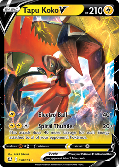 Tapu Koko V, Battle Styles #50, Pokémon TCG card