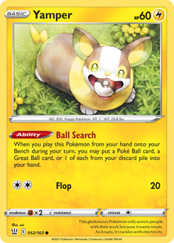 Yamper, Battle Styles #52, Pokémon TCG card