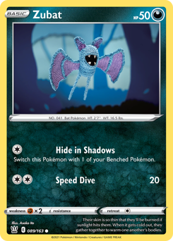 Zubat, Battle Styles #89, Pokémon TCG card