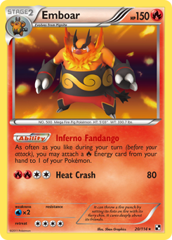 Emboar, Black & White #20, Pokémon TCG card