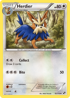 Herdier, Black & White #82, Pokémon TCG card