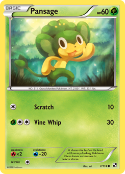 Pansage, Black & White #7, Pokémon TCG card