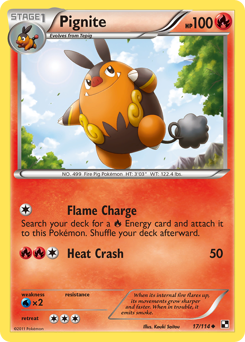 Pignite, Black & White #17, Pokémon TCG card