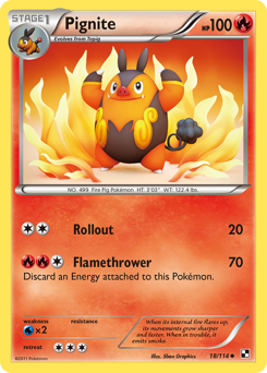 Pignite, Black & White #18, Pokémon TCG card